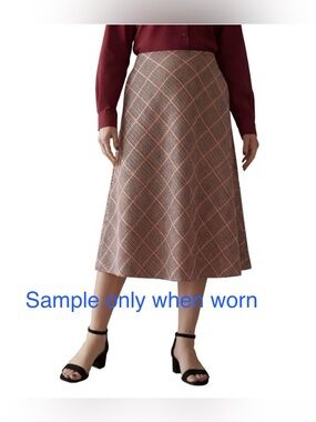 A LINE Vintage Wool Boho Plaid Midi Skirt